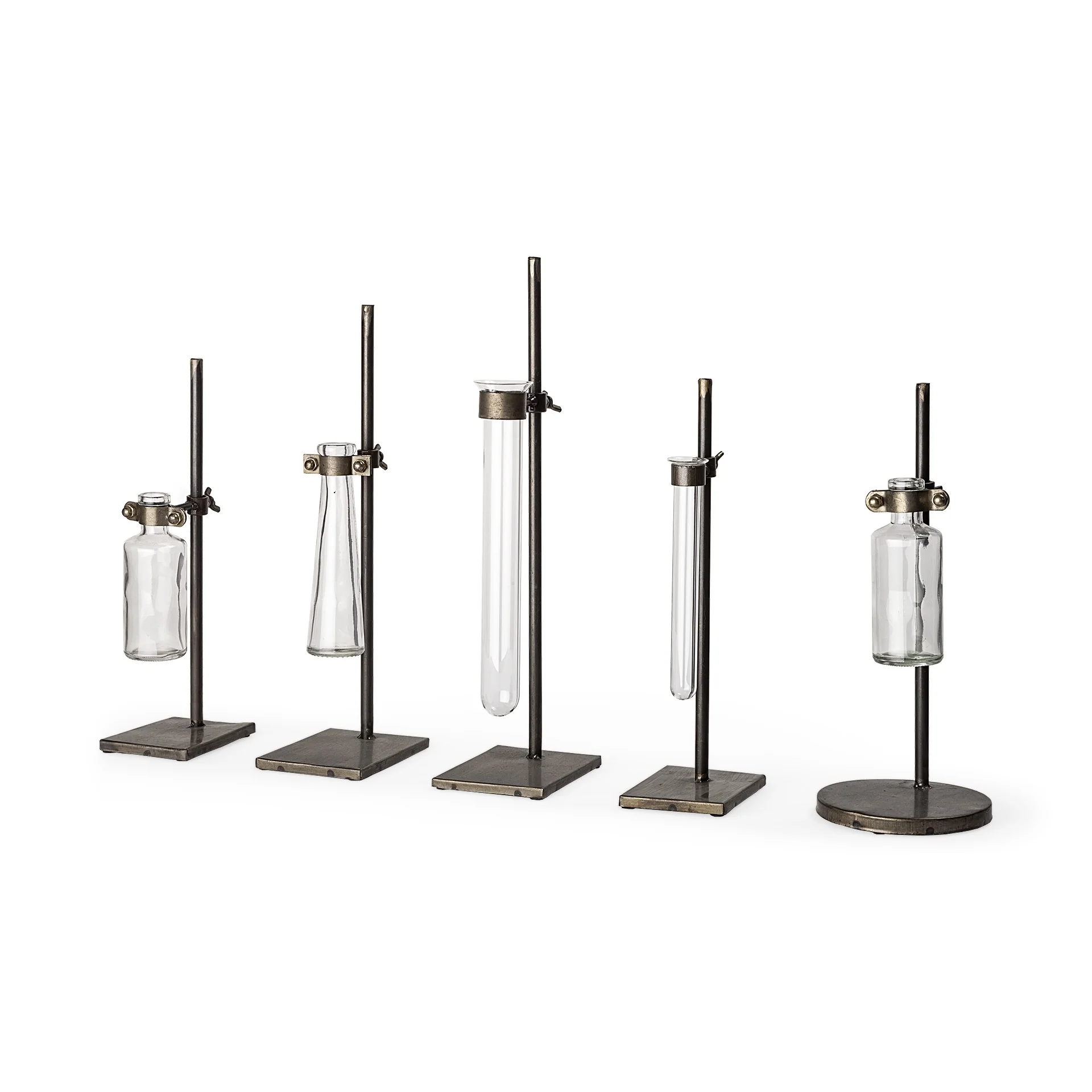 Set of Two Dark Brown Abstract Cylinder Metal Table Vase By Homeroots - Image 3
