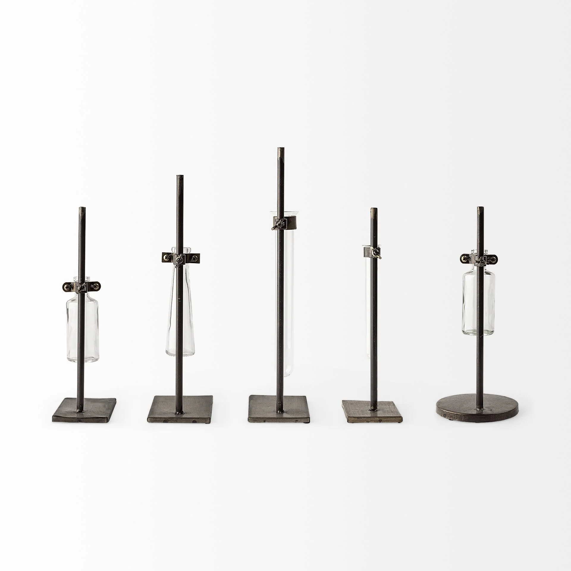 Set of Two Dark Brown Abstract Cylinder Metal Table Vase By Homeroots - Image 5