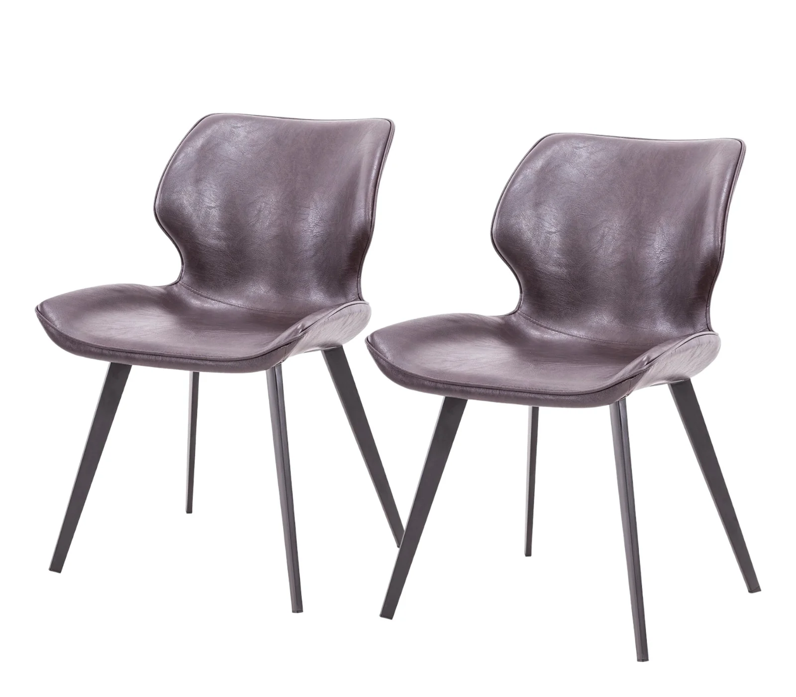 Set of Two Dark Brown And Black Upholstered Faux Leather Dining Side Chairs By Homeroots - Image 2