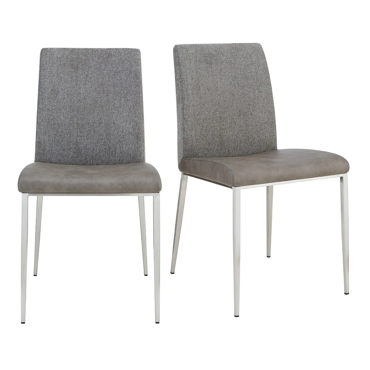 Set of Two Dark Brown and Gray Stainless Steel Chairs By Homeroots - Image 14