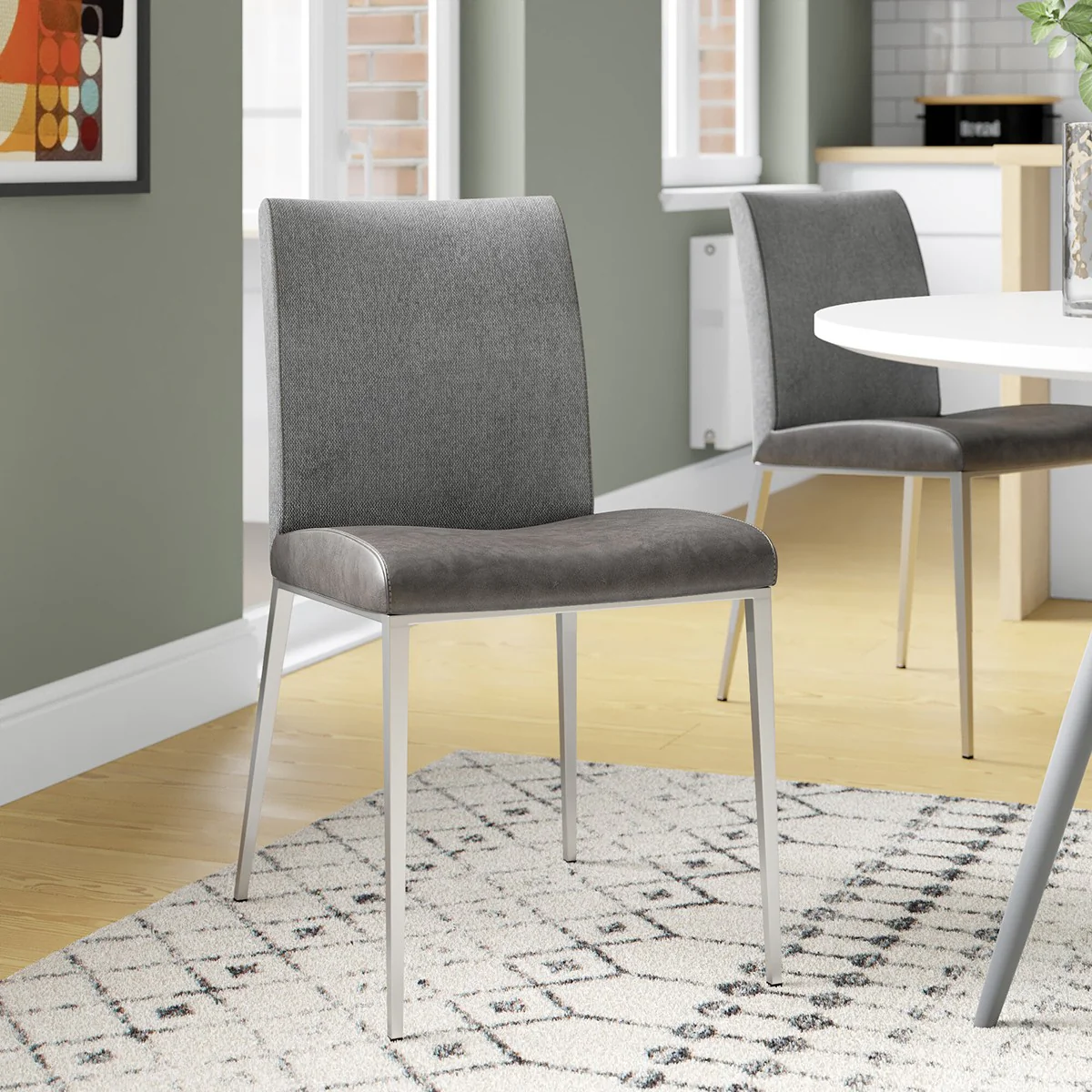 Set of Two Dark Brown and Gray Stainless Steel Chairs By Homeroots - Image 16