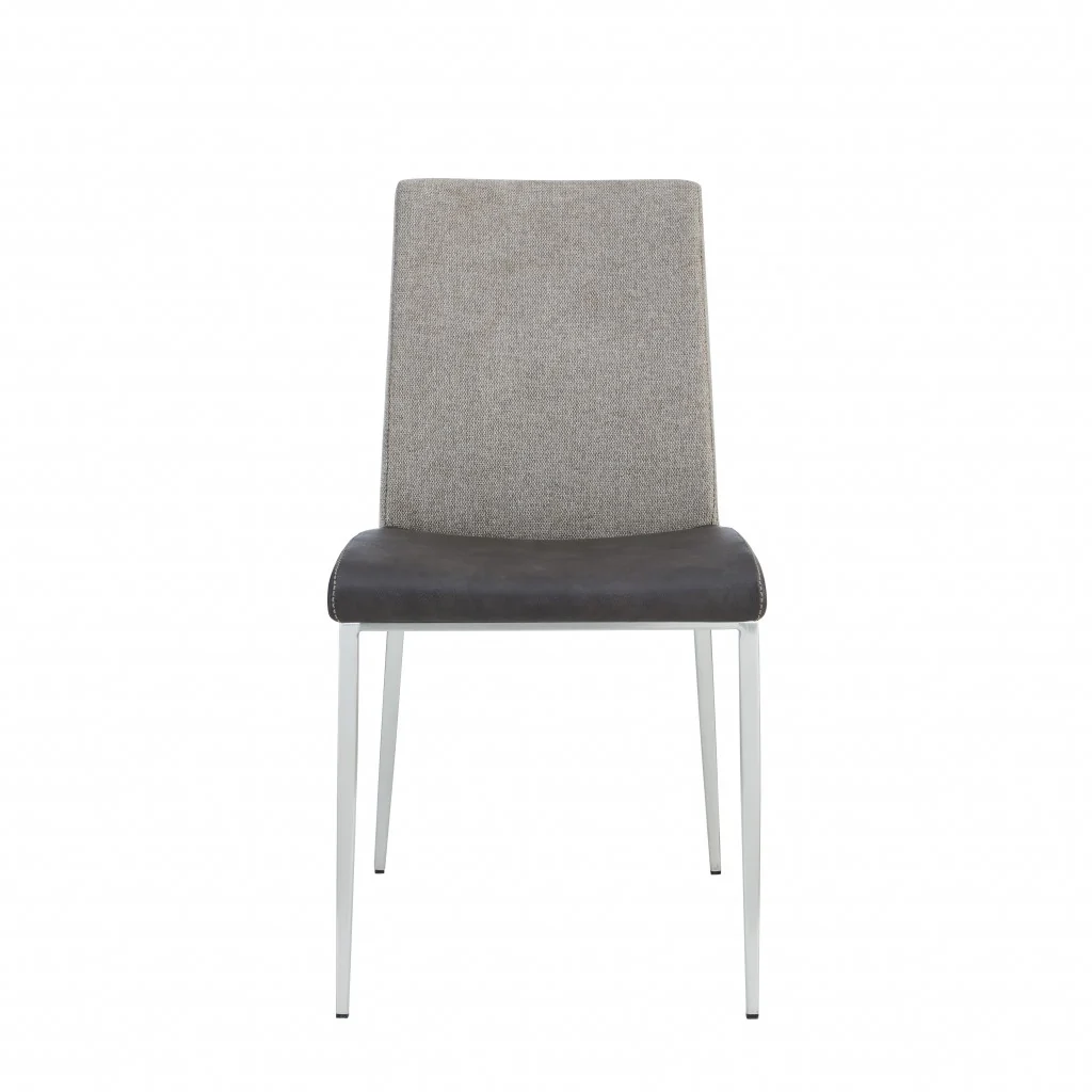 Set of Two Dark Brown and Gray Stainless Steel Chairs By Homeroots - Image 2