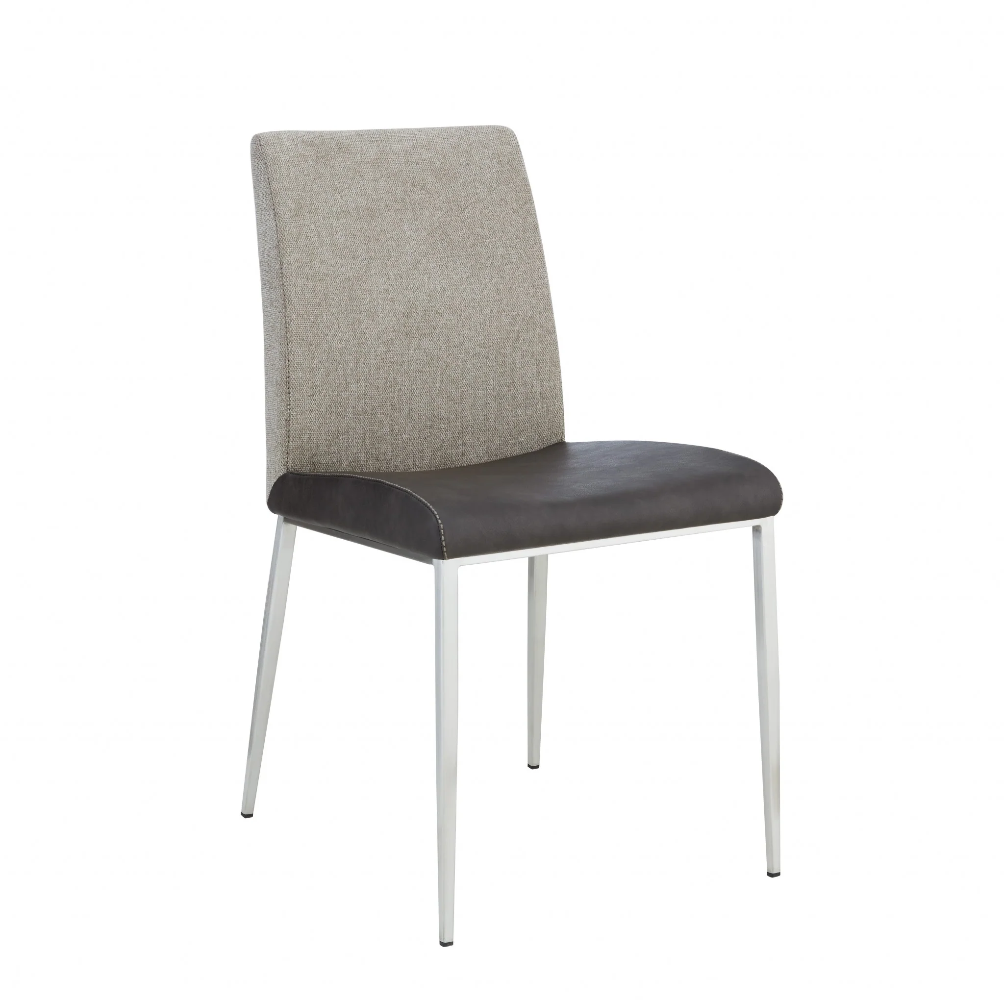 Set of Two Dark Brown and Gray Stainless Steel Chairs By Homeroots - Image 3