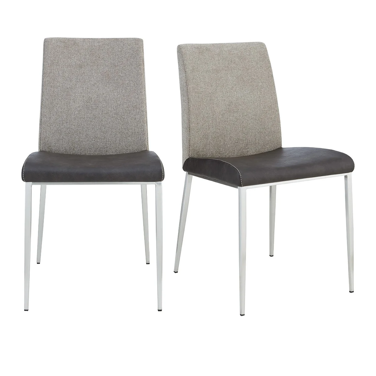 Set of Two Dark Brown and Gray Stainless Steel Chairs By Homeroots - Image 7