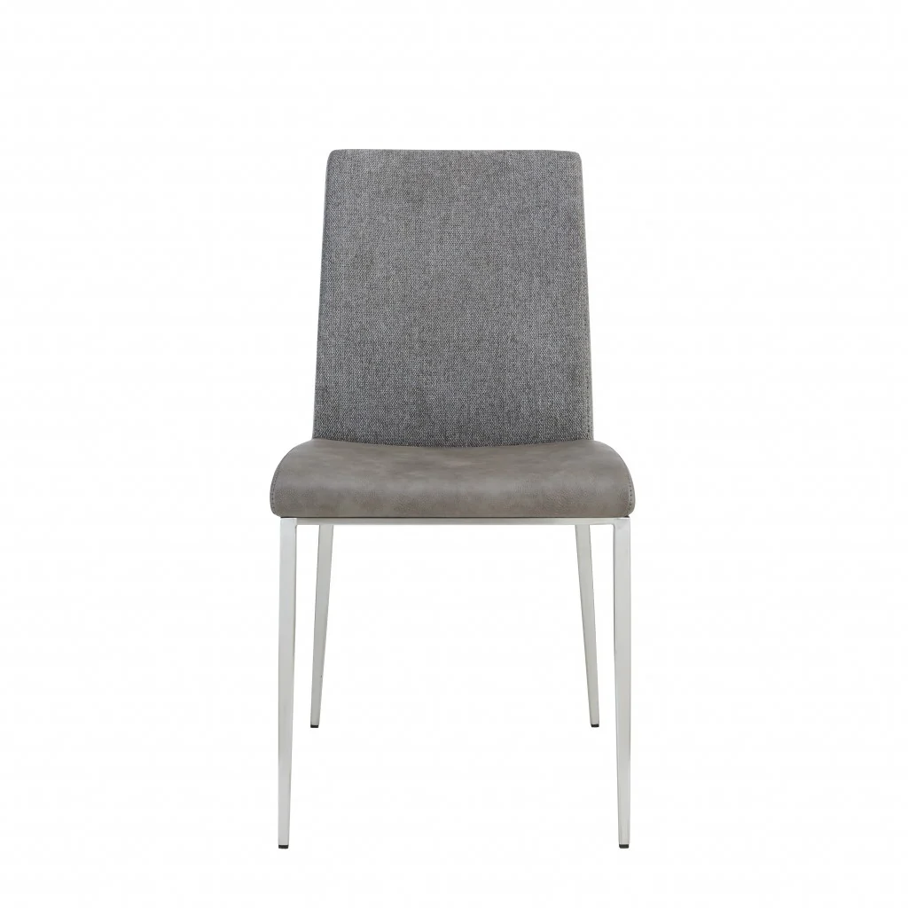 Set of Two Dark Brown and Gray Stainless Steel Chairs By Homeroots - Image 9