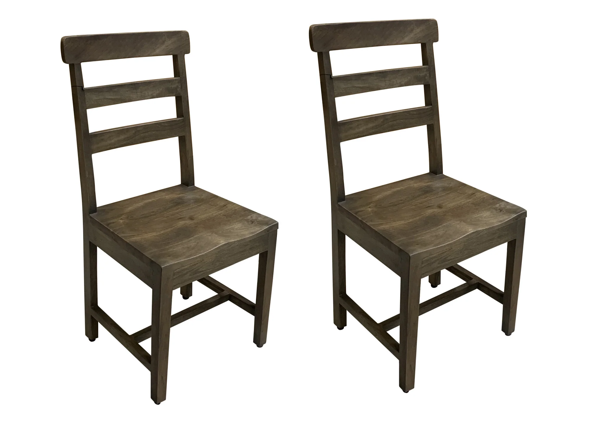 Set of Two Dark Brown Wood Ladder Back Dining Side Chairs By Homeroots - Image 7