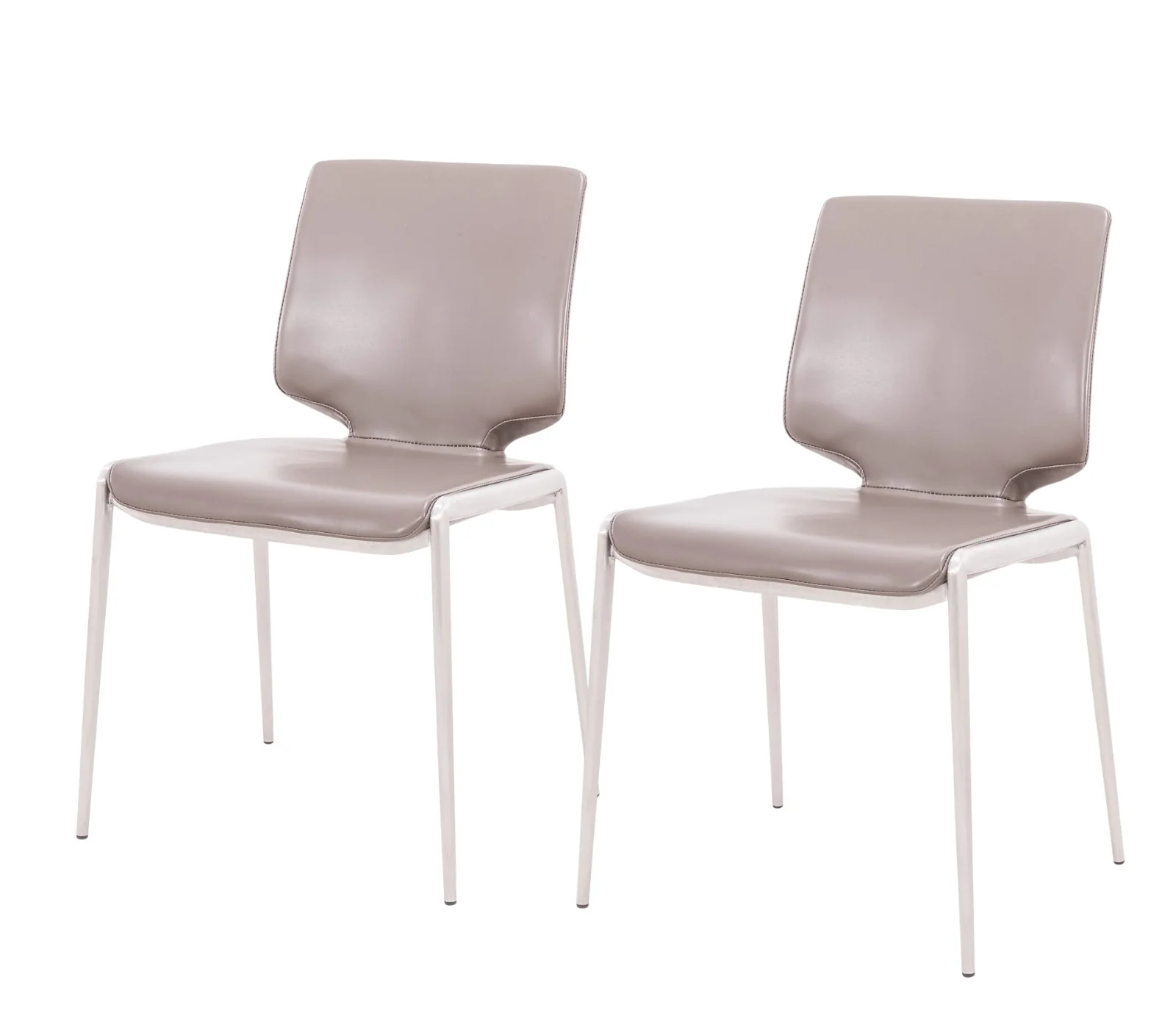 Set of Two Dark Gray And Silver Upholstered Faux Leather Dining Side Chairs By Homeroots - Image 2