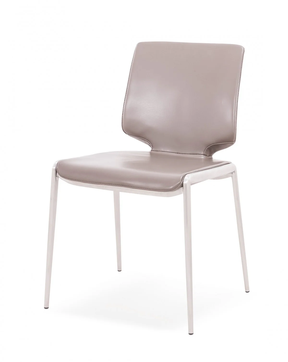 Set of Two Dark Gray And Silver Upholstered Faux Leather Dining Side Chairs By Homeroots - Image 4
