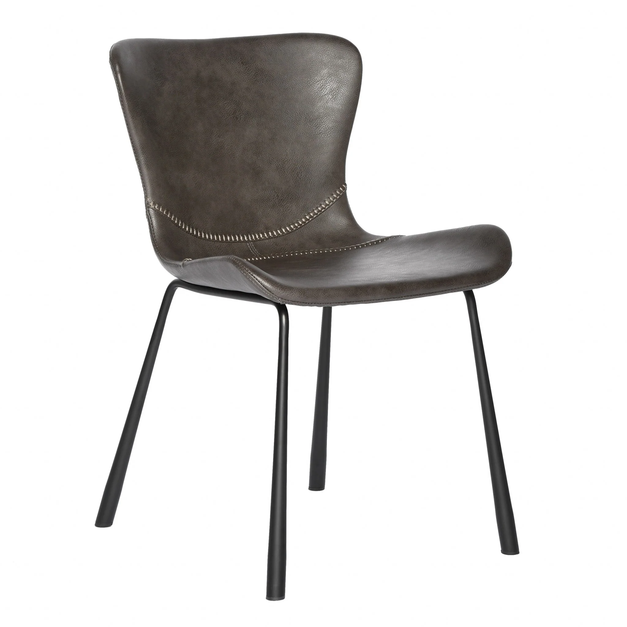 Set Of Two Dark Gray Faux Faux Leather Side Chairs By Homeroots - Image 2