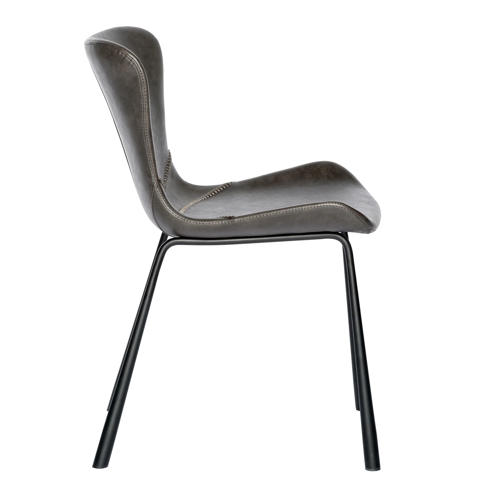 Set Of Two Dark Gray Faux Faux Leather Side Chairs By Homeroots - Image 3