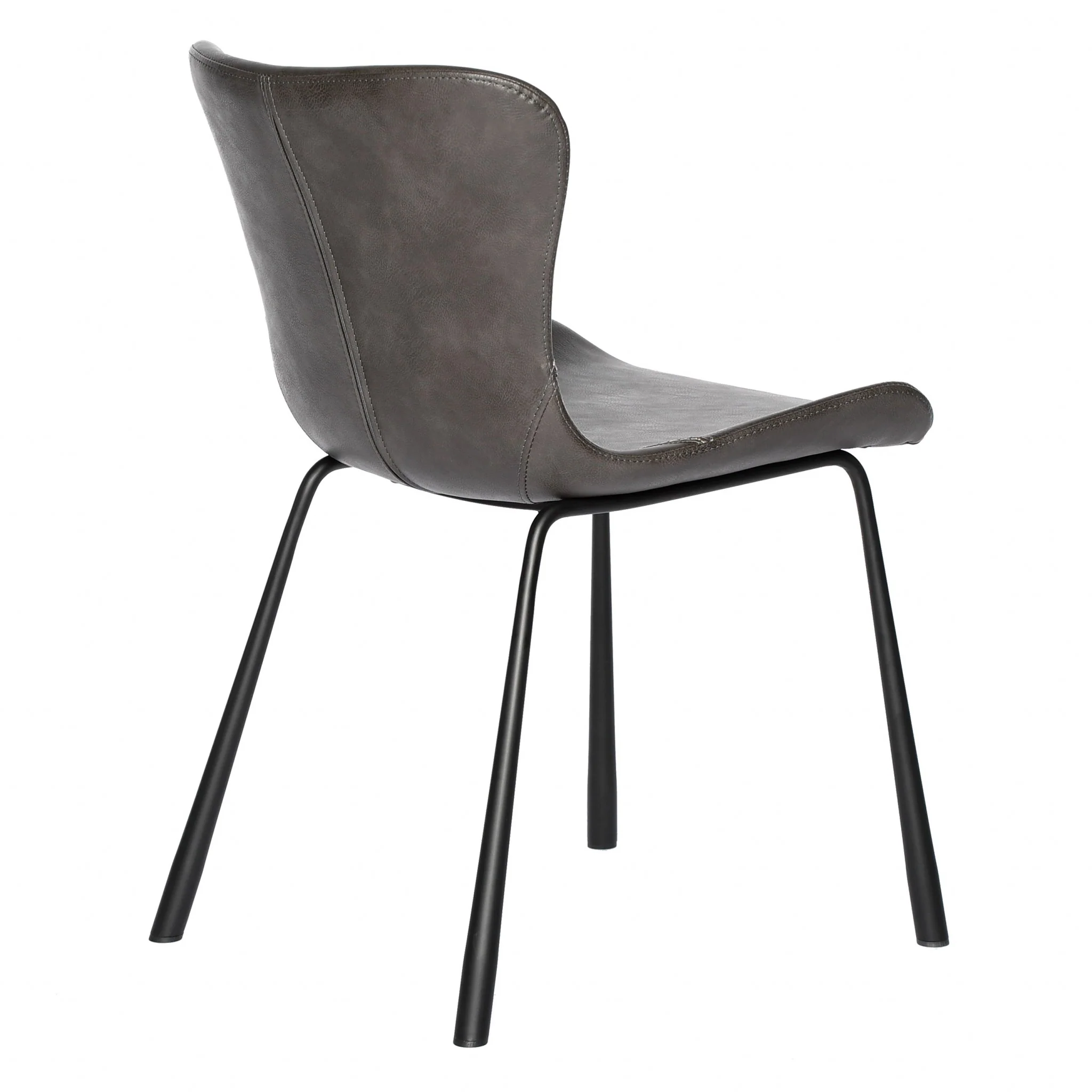Set Of Two Dark Gray Faux Faux Leather Side Chairs By Homeroots - Image 4