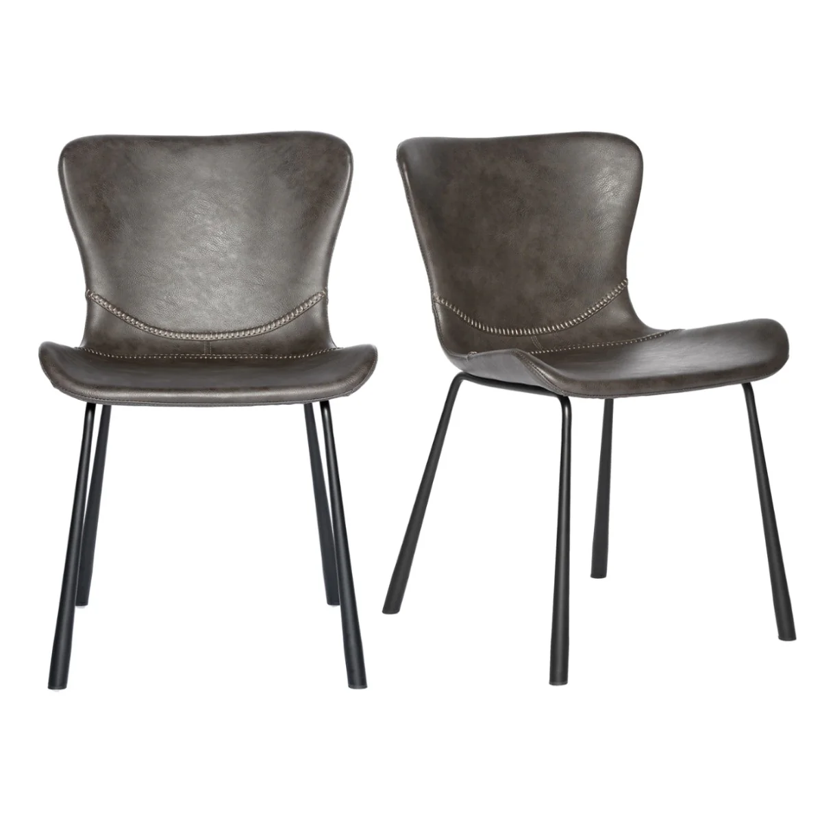 Set Of Two Dark Gray Faux Faux Leather Side Chairs By Homeroots - Image 6