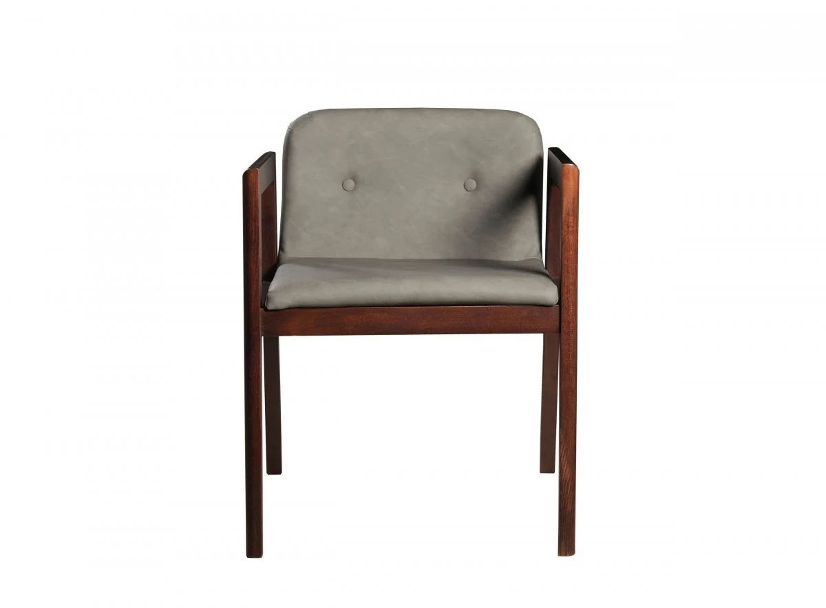 Set of Two Dark Gray Faux Leather Dining Chairs By Homeroots - Image 3