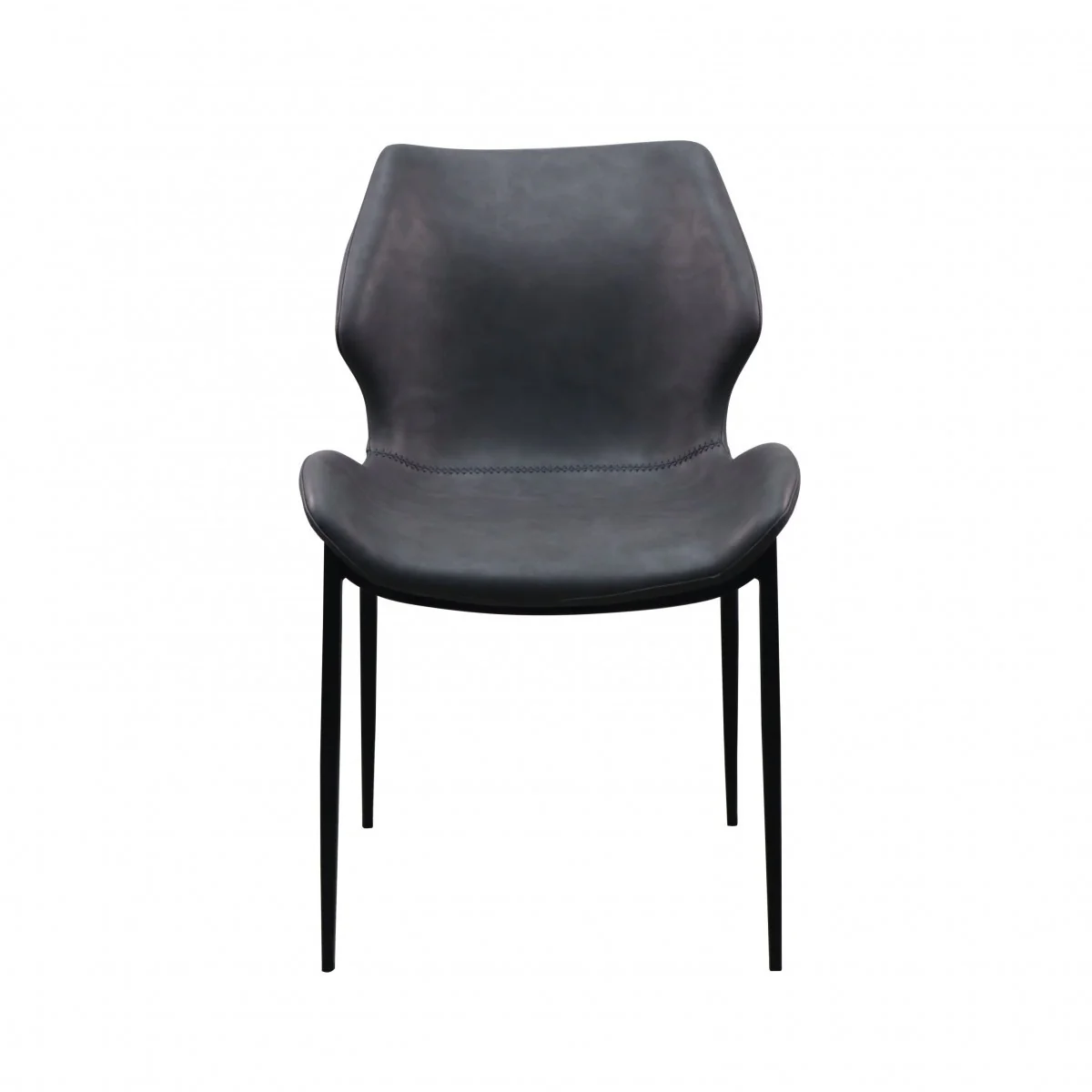 Set of Two Dark Gray Faux Leather Industrial Dining Chairs By Homeroots - Image 2