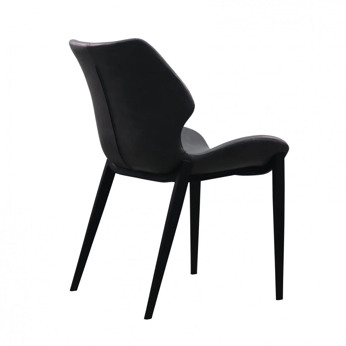Set of Two Dark Gray Faux Leather Industrial Dining Chairs By Homeroots - Image 3