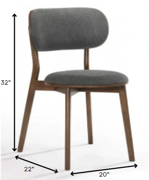 Set of Two Dark Gray Walnut Modern Dining Chairs By Homeroots - Image 2