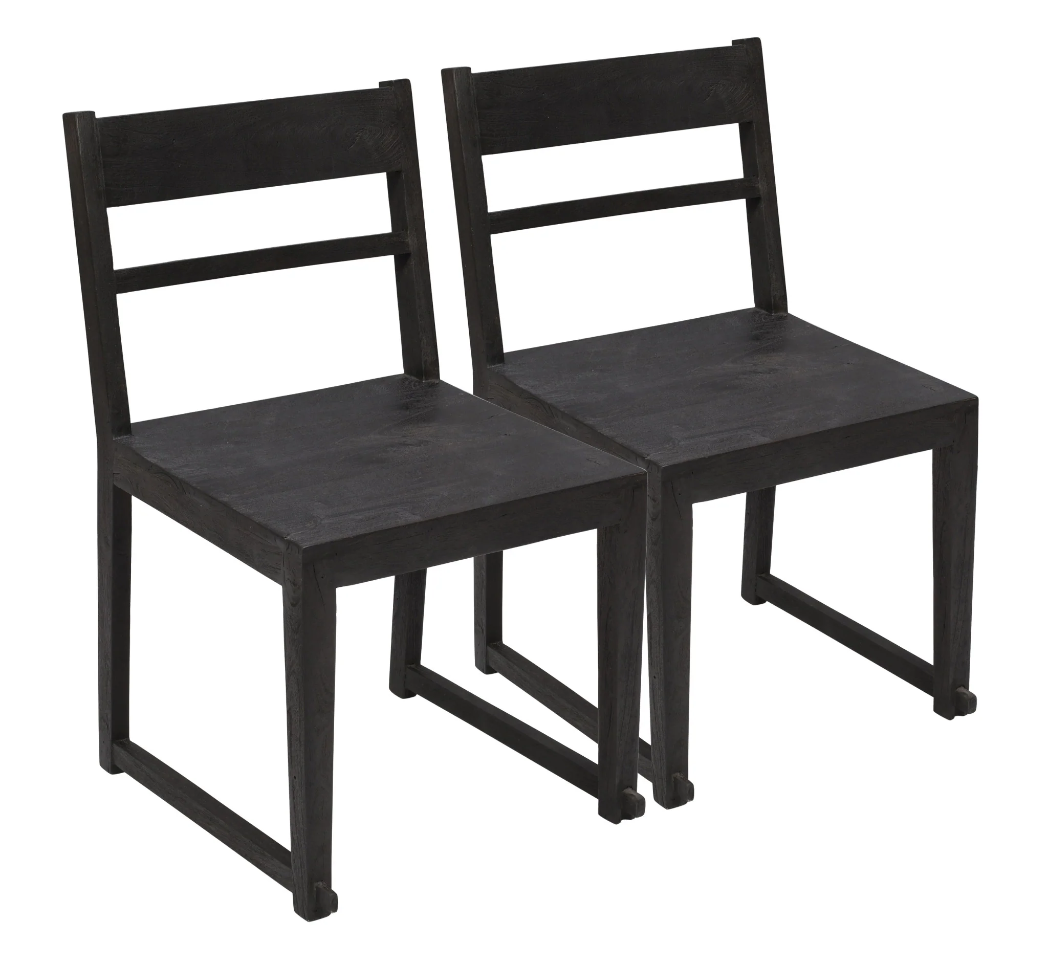 Set of Two Dark Gray Wood Ladder Back Dining Side Chairs By Homeroots - Image 2