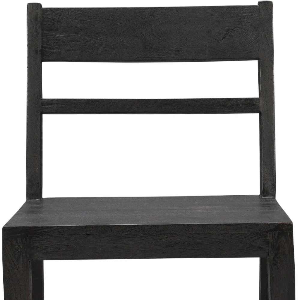 Set of Two Dark Gray Wood Ladder Back Dining Side Chairs By Homeroots - Image 7