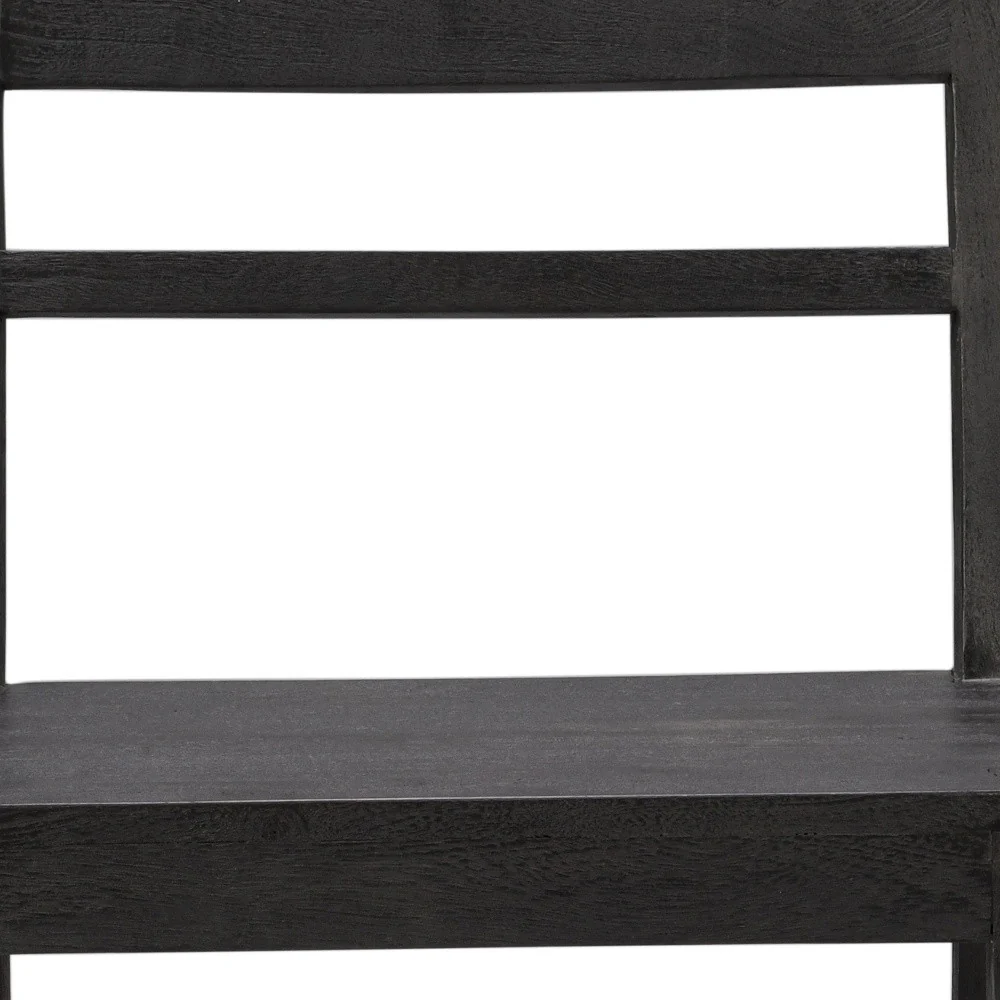 Set of Two Dark Gray Wood Ladder Back Dining Side Chairs By Homeroots - Image 8