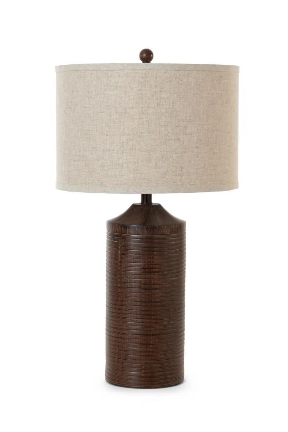 Set of Two Distressed Brown Table Lamp USB With Beige Drum Shade By Homeroots - Image 2