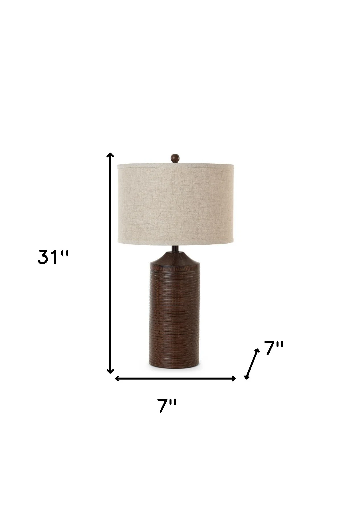 Set of Two Distressed Brown Table Lamp USB With Beige Drum Shade By Homeroots - Image 7