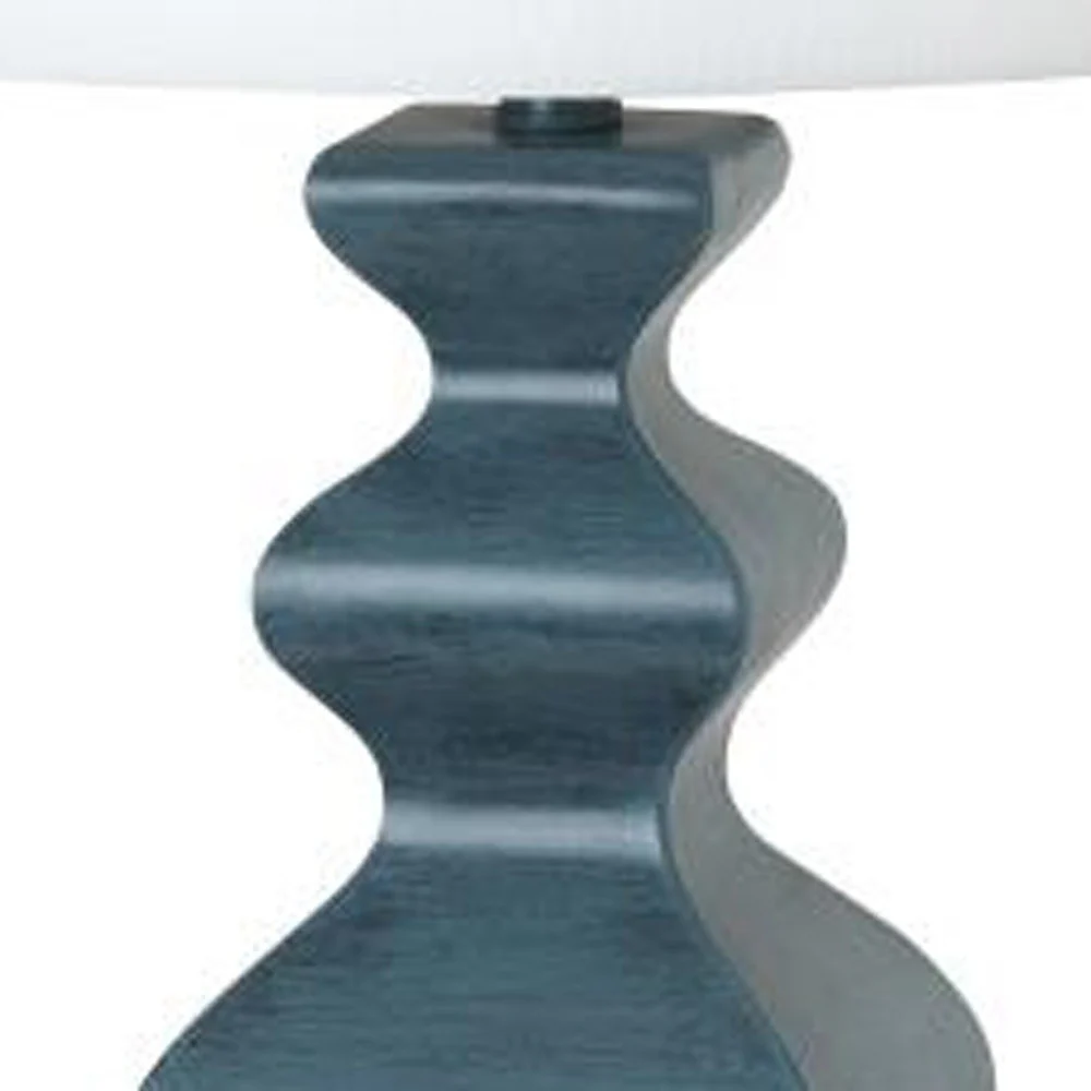 Set of Two Distressed Teal Table Lamps With White Drum Shade By Homeroots - Image 4