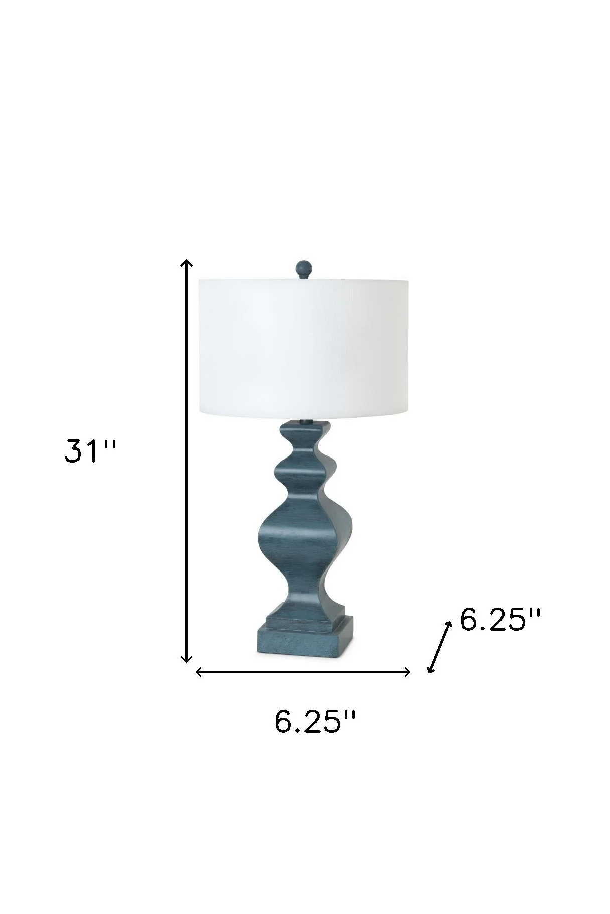Set of Two Distressed Teal Table Lamps With White Drum Shade By Homeroots - Image 5