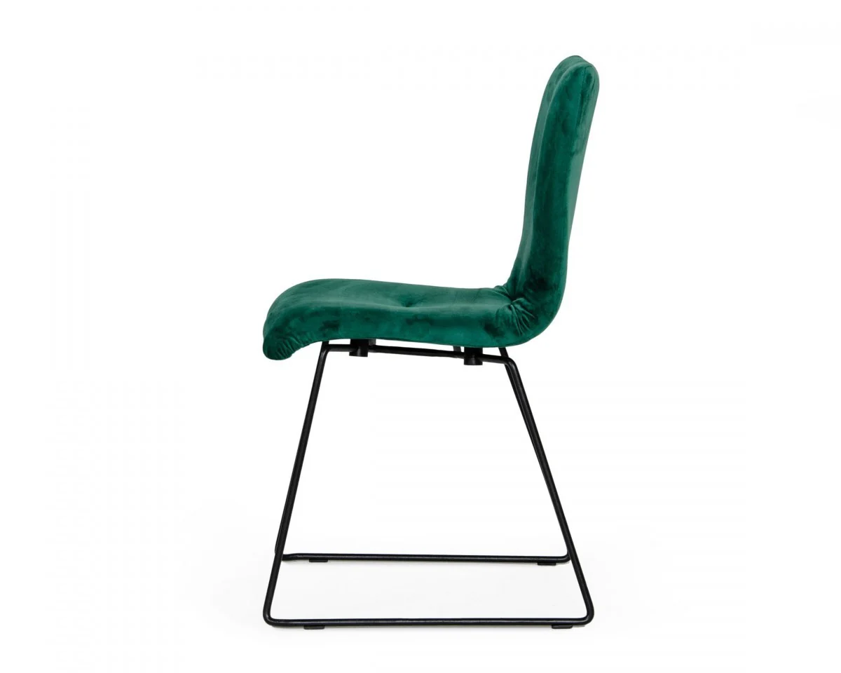 Set of Two Emerald Green Velvet Dining Chairs By Homeroots - Image 4