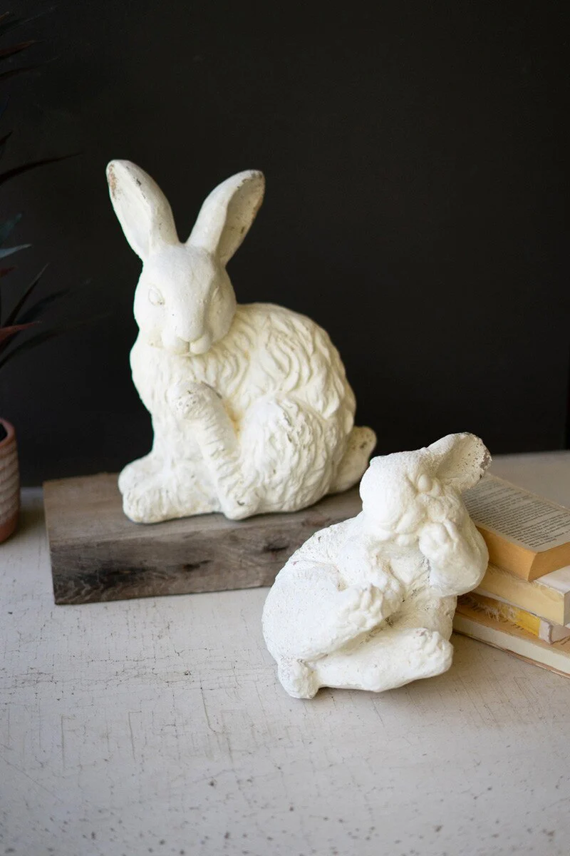 Set Of Two Faux Concrete Rabbits - Large By Kalalou - Image 2
