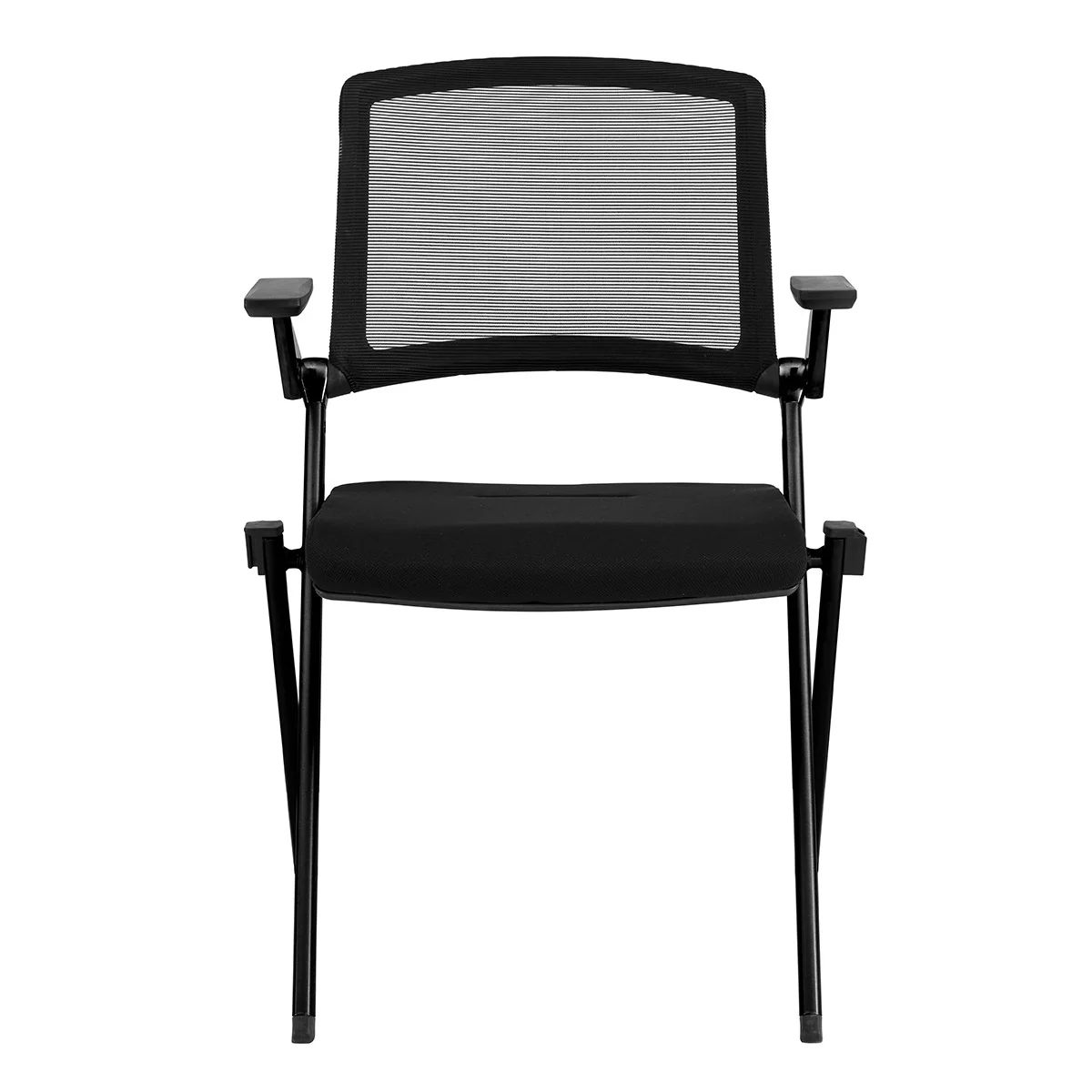 Set of Two Folding and Stacking Black Mesh Armchairs By Homeroots - Image 2