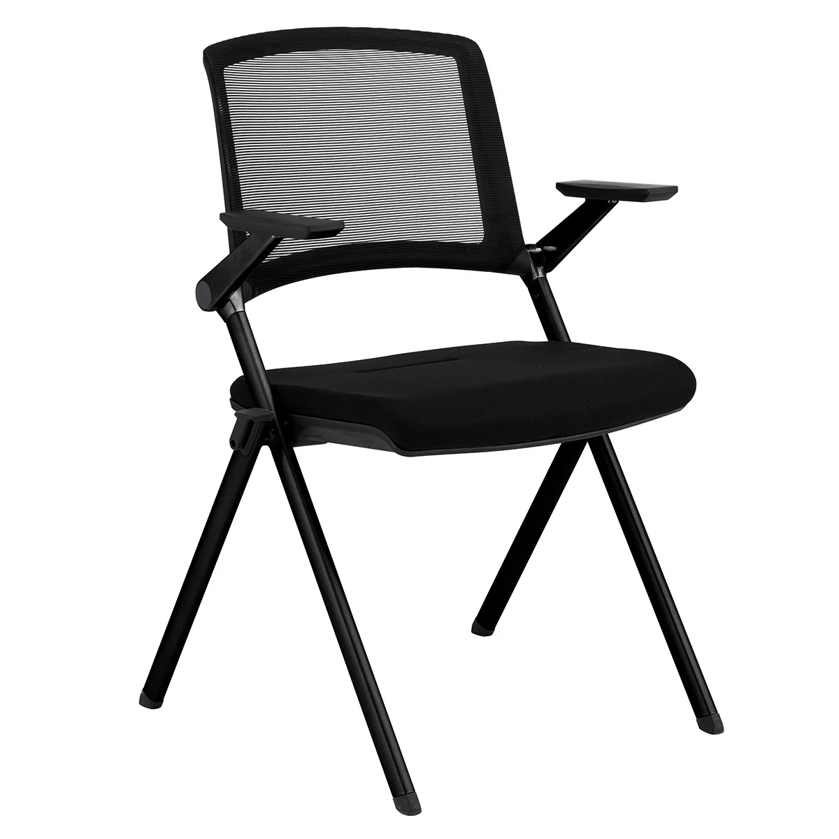 Set of Two Folding and Stacking Black Mesh Armchairs By Homeroots - Image 3