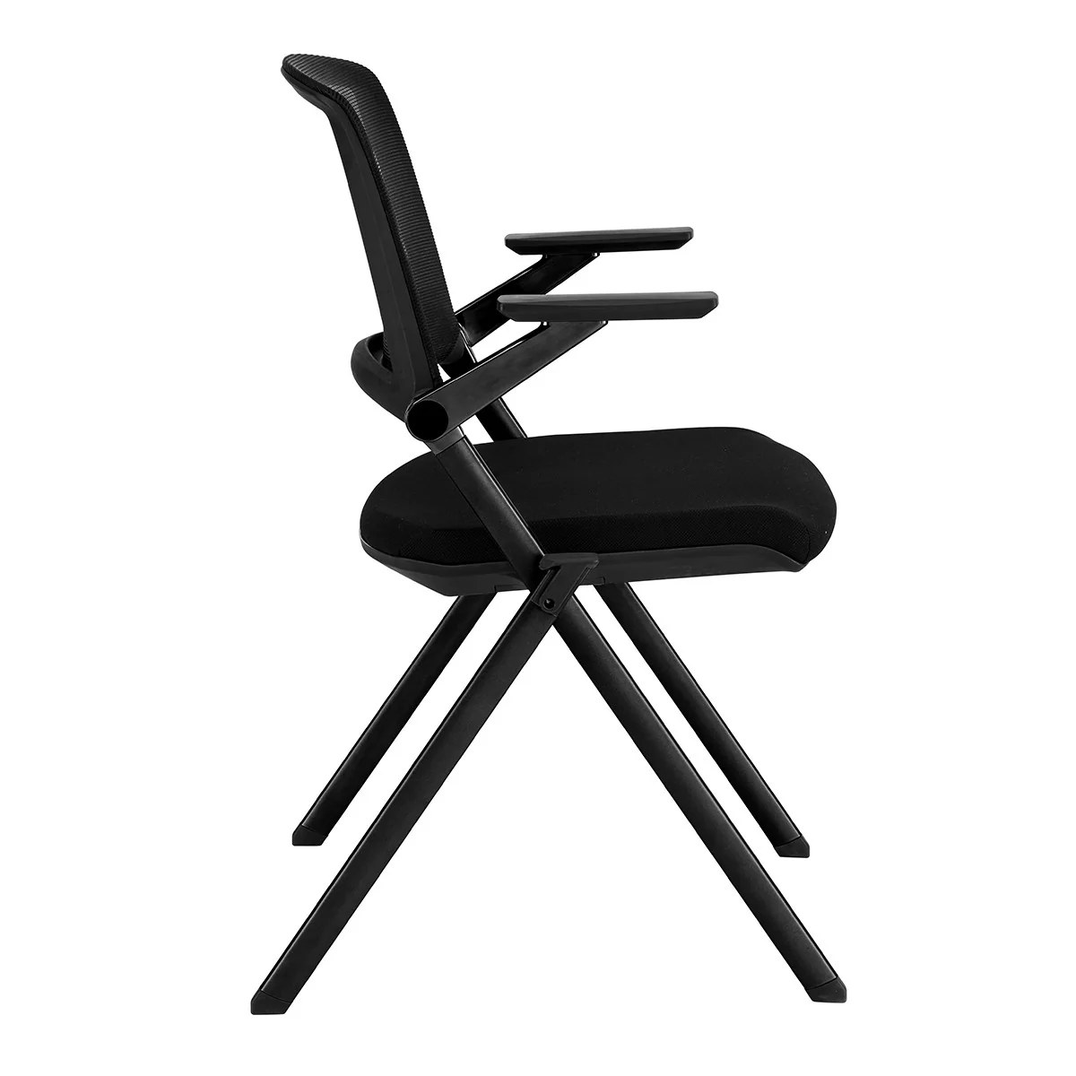 Set of Two Folding and Stacking Black Mesh Armchairs By Homeroots - Image 4