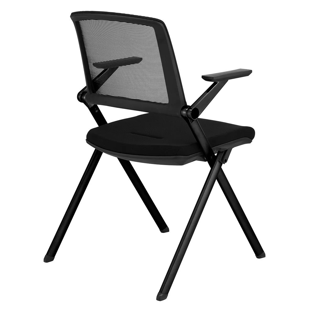 Set of Two Folding and Stacking Black Mesh Armchairs By Homeroots - Image 5