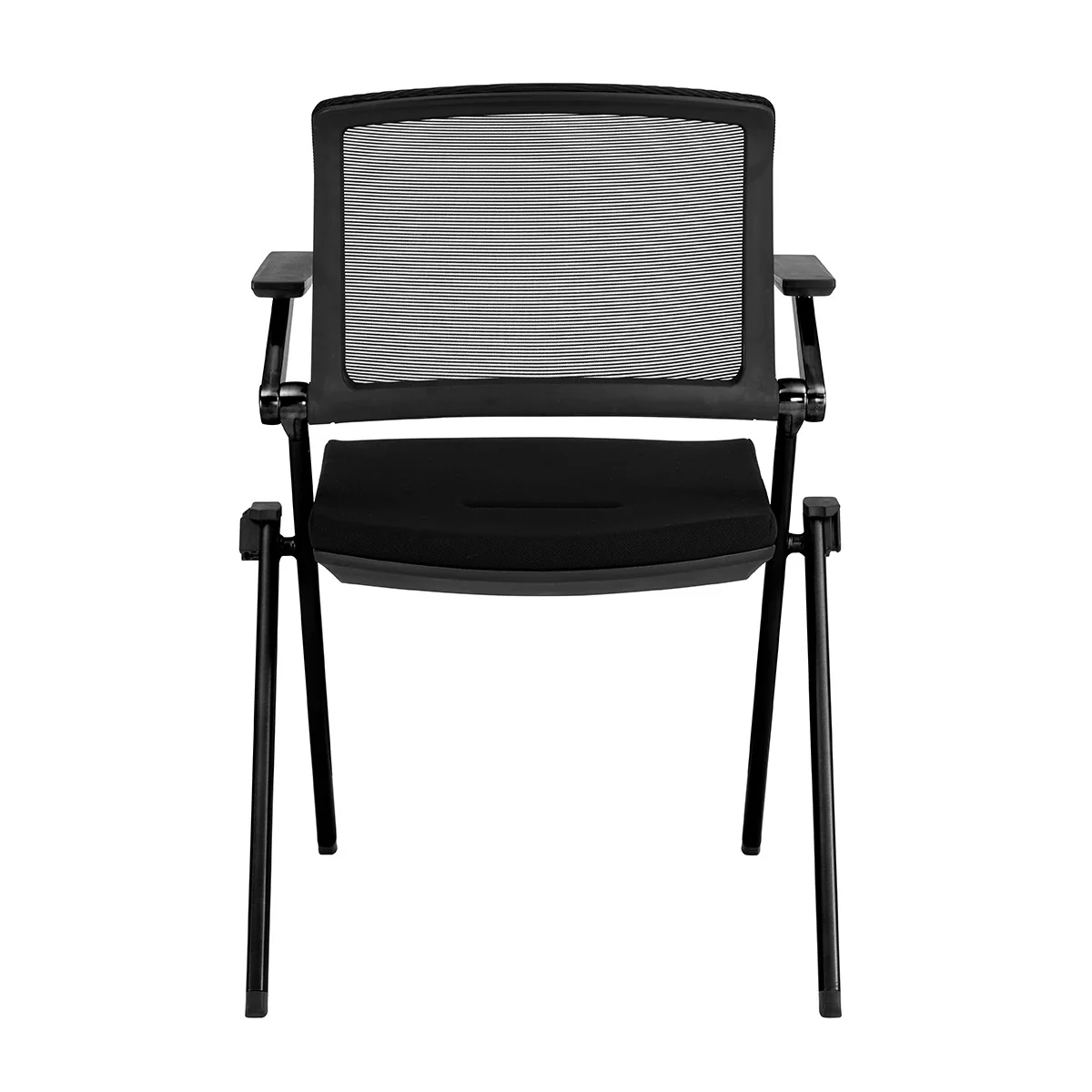 Set of Two Folding and Stacking Black Mesh Armchairs By Homeroots - Image 6