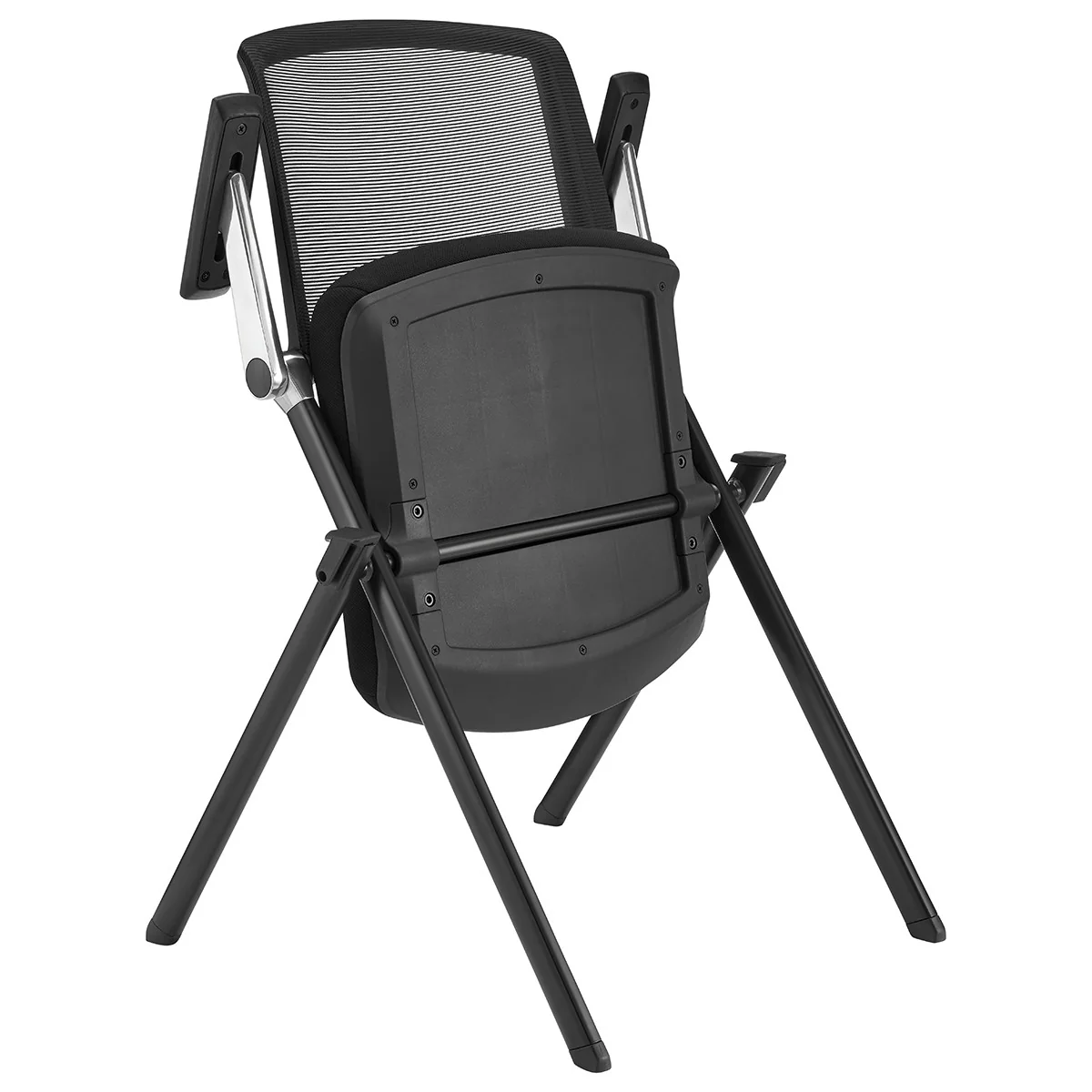 Set of Two Folding and Stacking Black Mesh Armchairs By Homeroots - Image 7