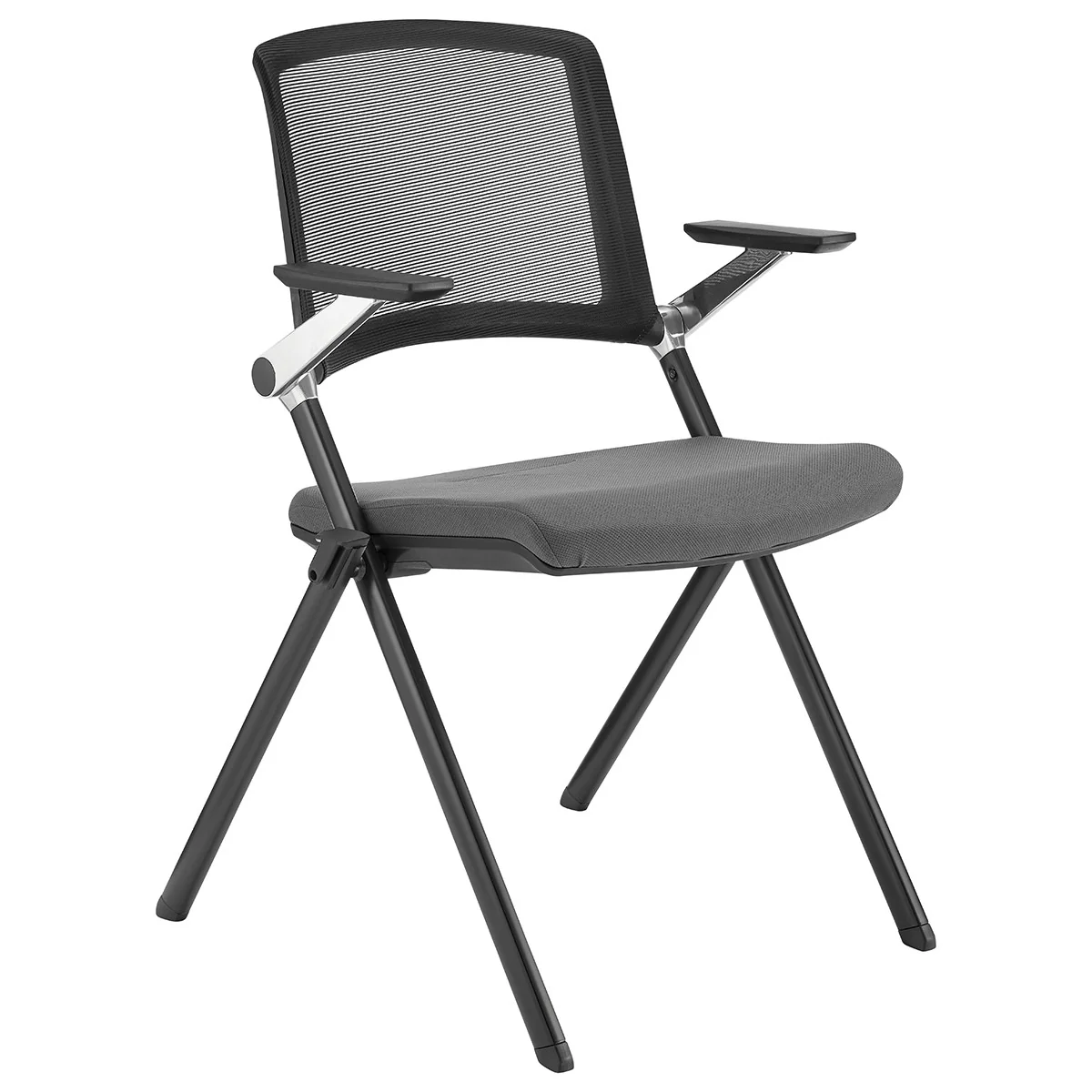 Set of Two Folding and Stacking Gray Mesh Armchairs By Homeroots - Image 2