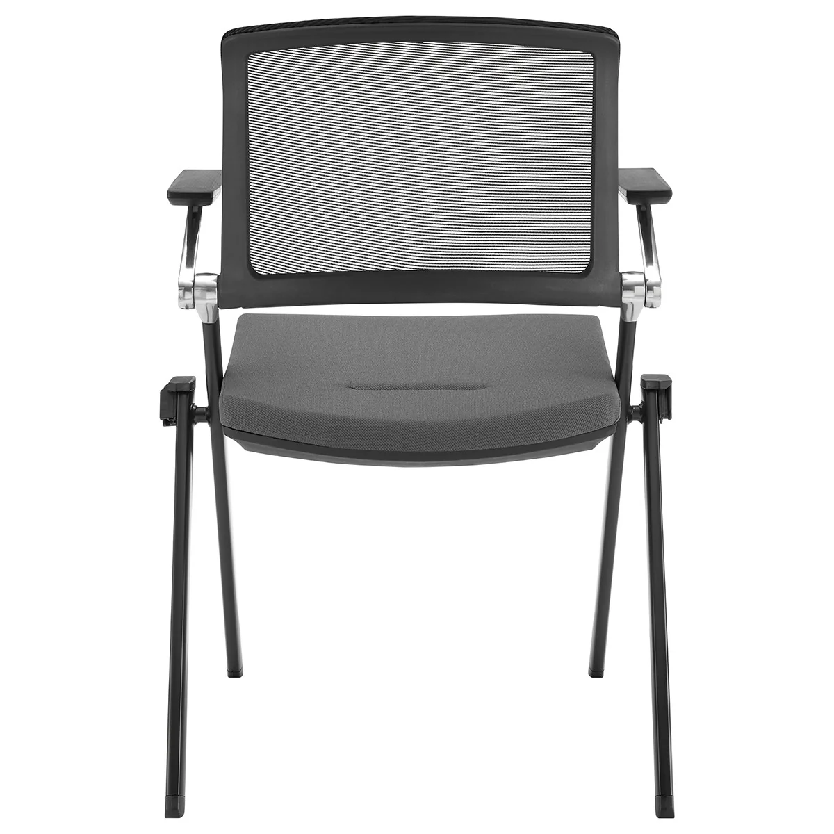 Set of Two Folding and Stacking Gray Mesh Armchairs By Homeroots - Image 5
