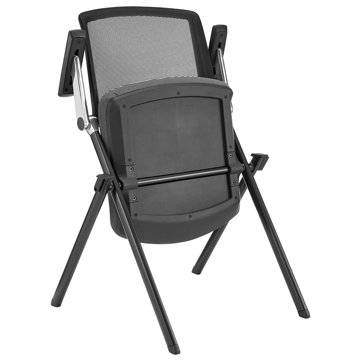 Set of Two Folding and Stacking Gray Mesh Armchairs By Homeroots - Image 6