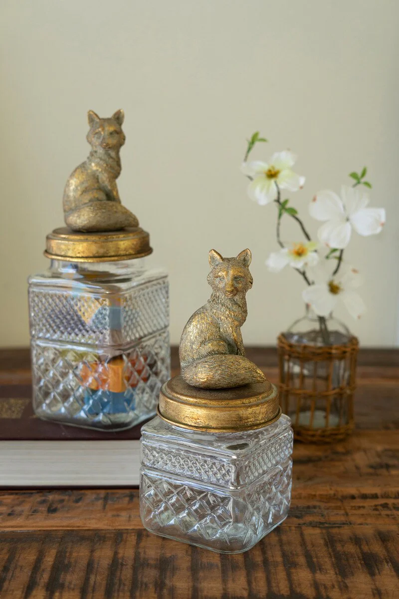 Set Of Two Fox Canisters By Kalalou - Image 6