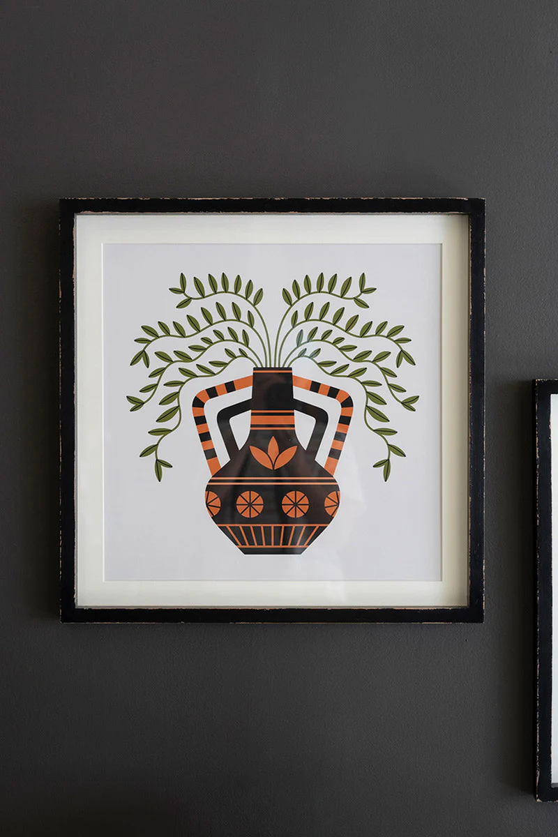 Set Of Two Framed Vases With Foliage Prints Under Glass By Kalalou - Image 2