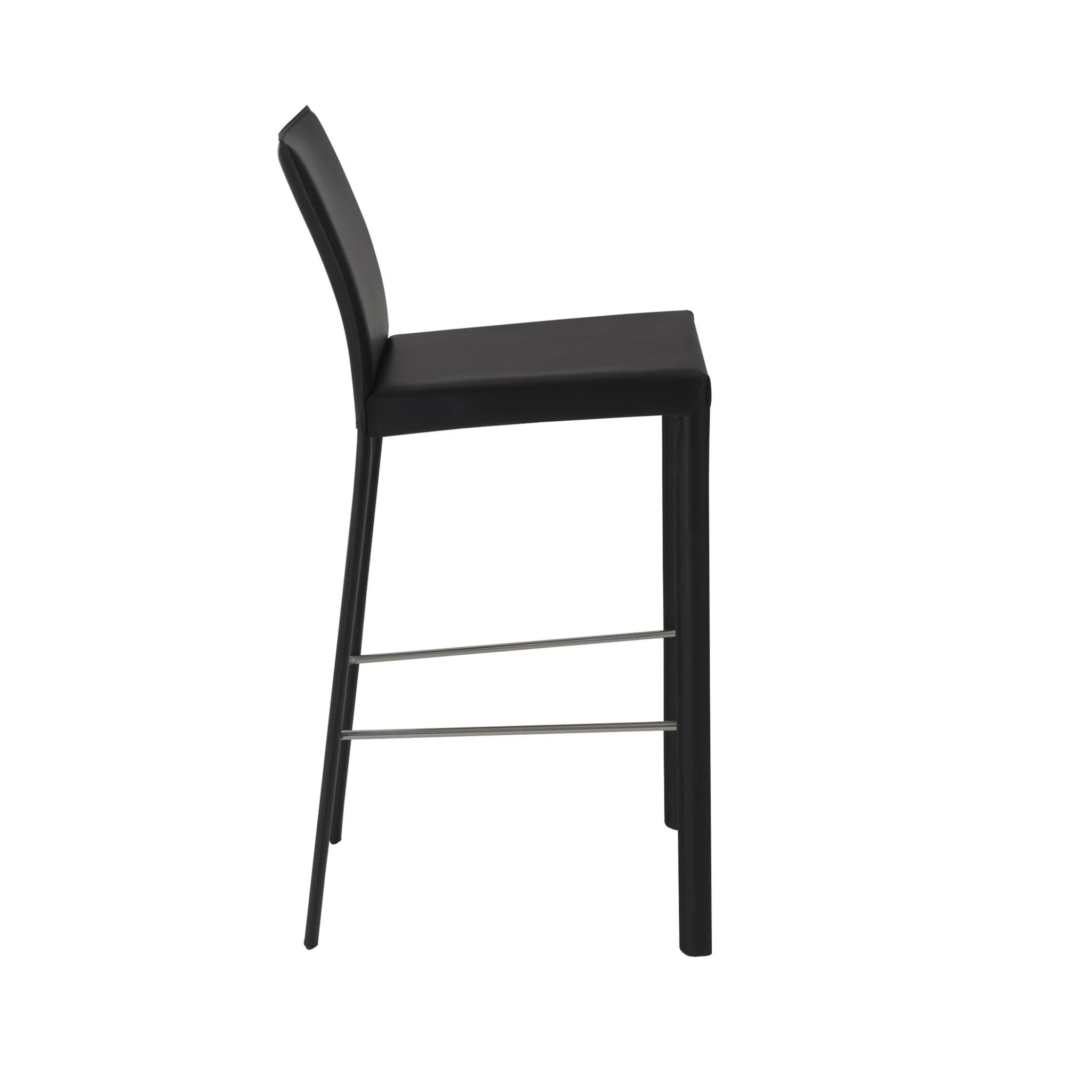 Set of Two Full Black Faux Leather Bar Stools By Homeroots - Image 3