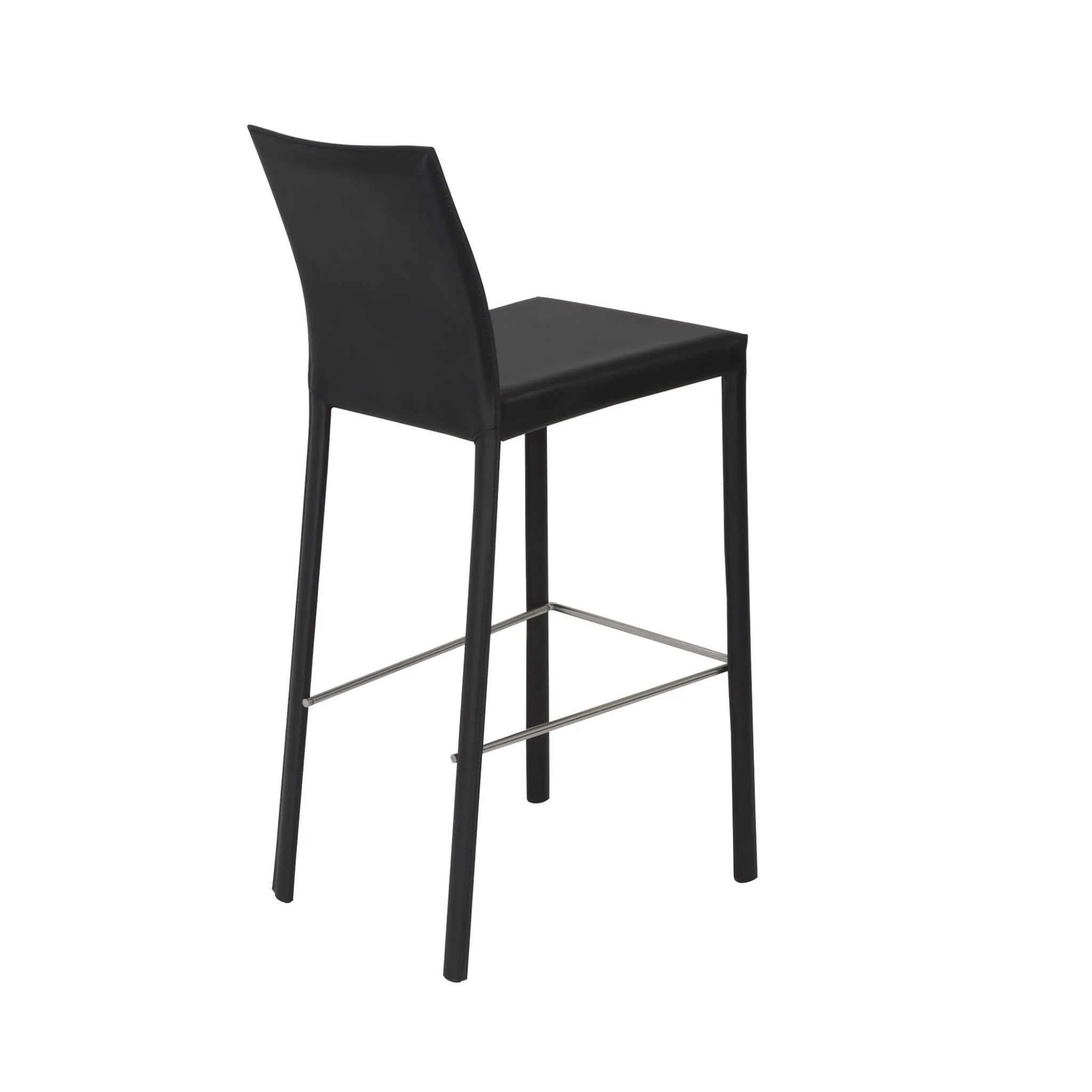 Set of Two Full Black Faux Leather Bar Stools By Homeroots - Image 4