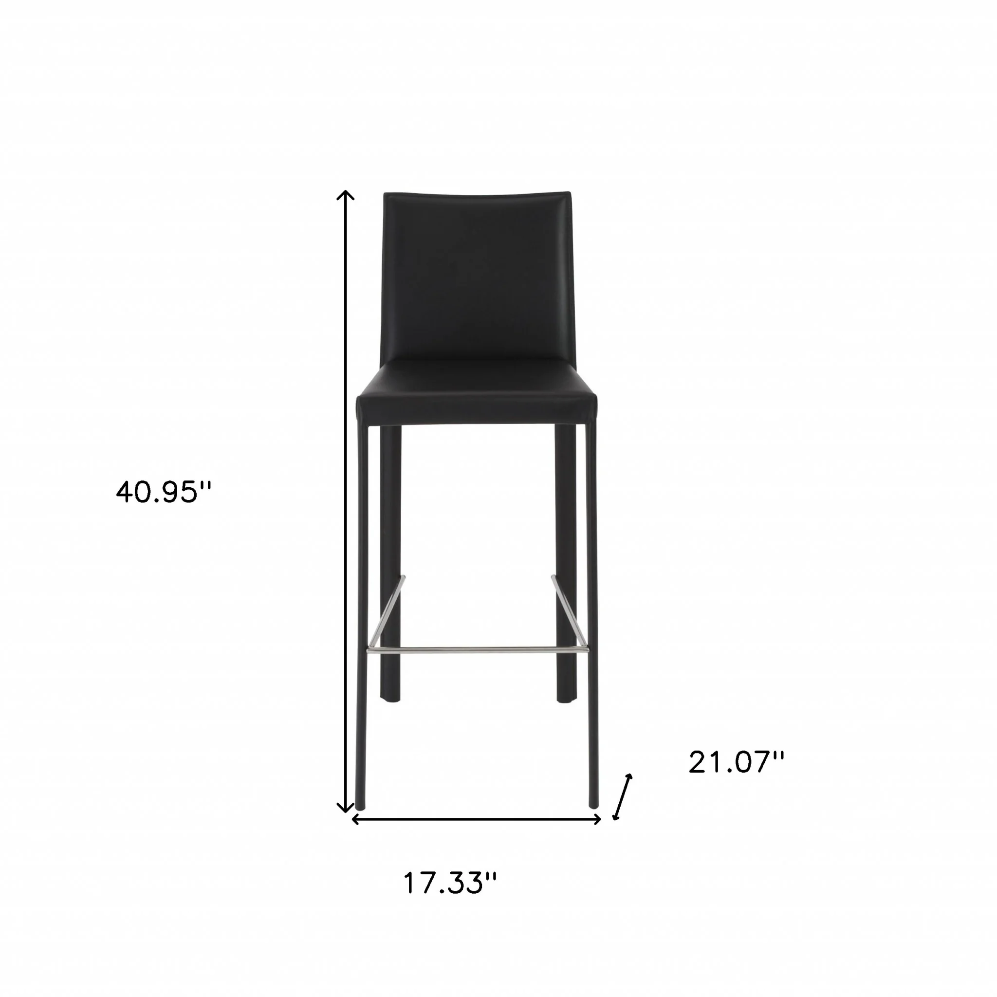 Set of Two Full Black Faux Leather Bar Stools By Homeroots - Image 7