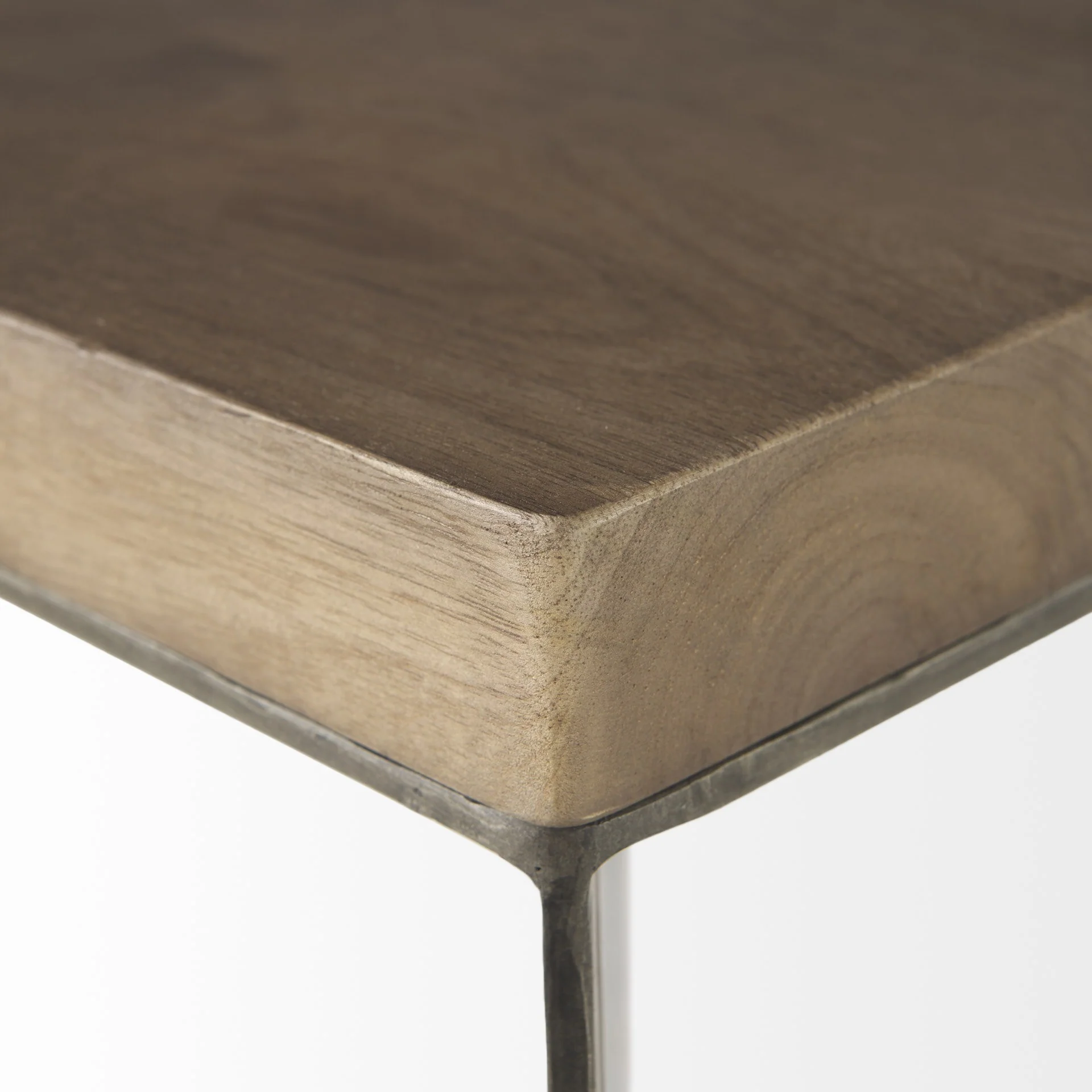 Set of Two Geo Dark Brown Metallic and Wood Tables By Homeroots - Image 2