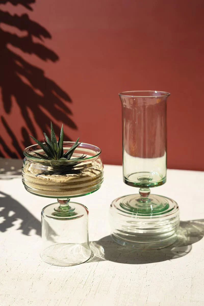 Set Of Two Glass Compotes With Bases By Kalalou - Image 2