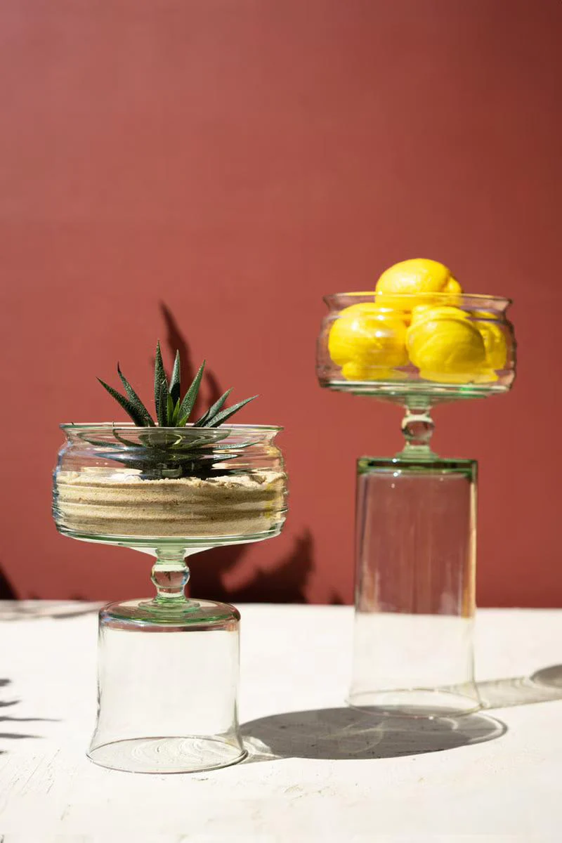 Set Of Two Glass Compotes With Bases By Kalalou - Image 4