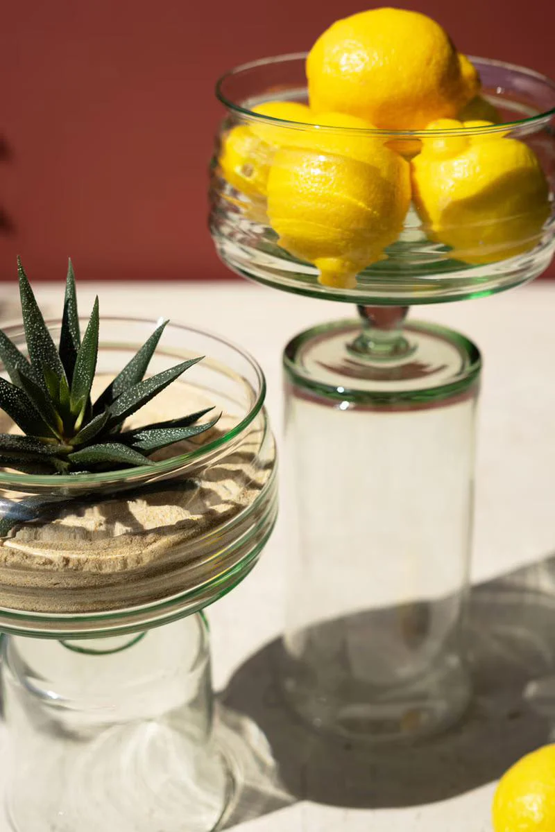 Set Of Two Glass Compotes With Bases By Kalalou - Image 5