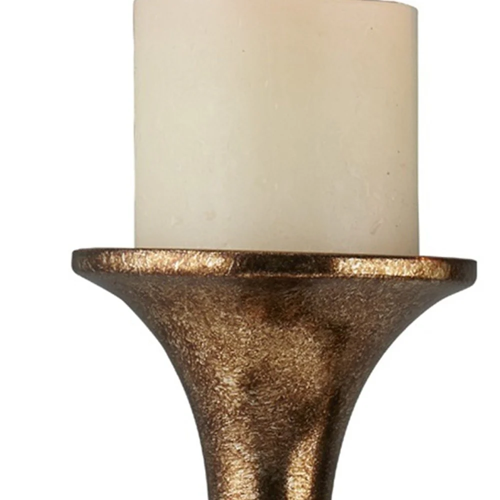 Set of Two Gold and Silver Polyresin Filigree Centerpiece Pillar Candle Holders With Candle By Homeroots - Image 7