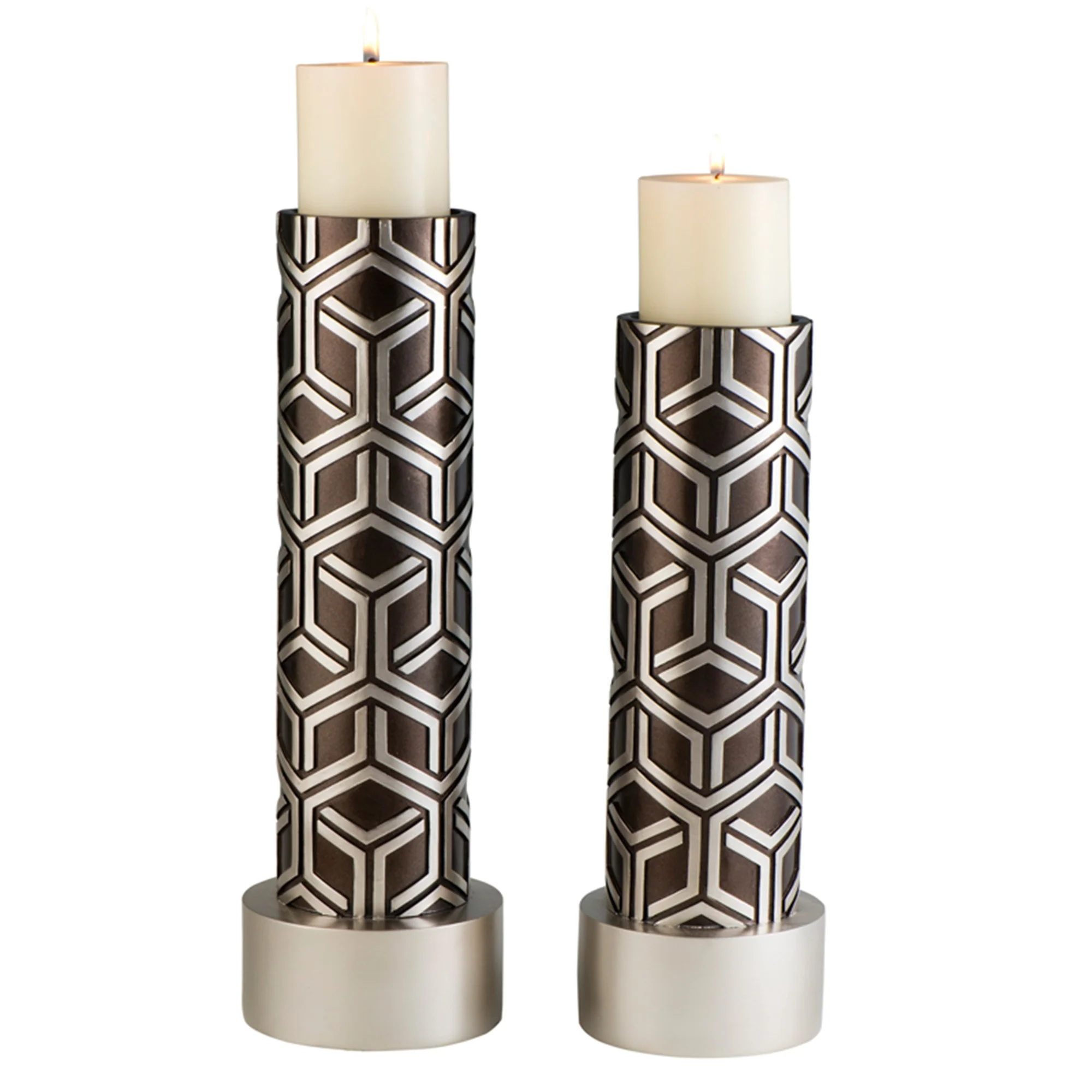 Set Of Two Gold Tabletop Pillar Candle Holders By Homeroots - Image 6