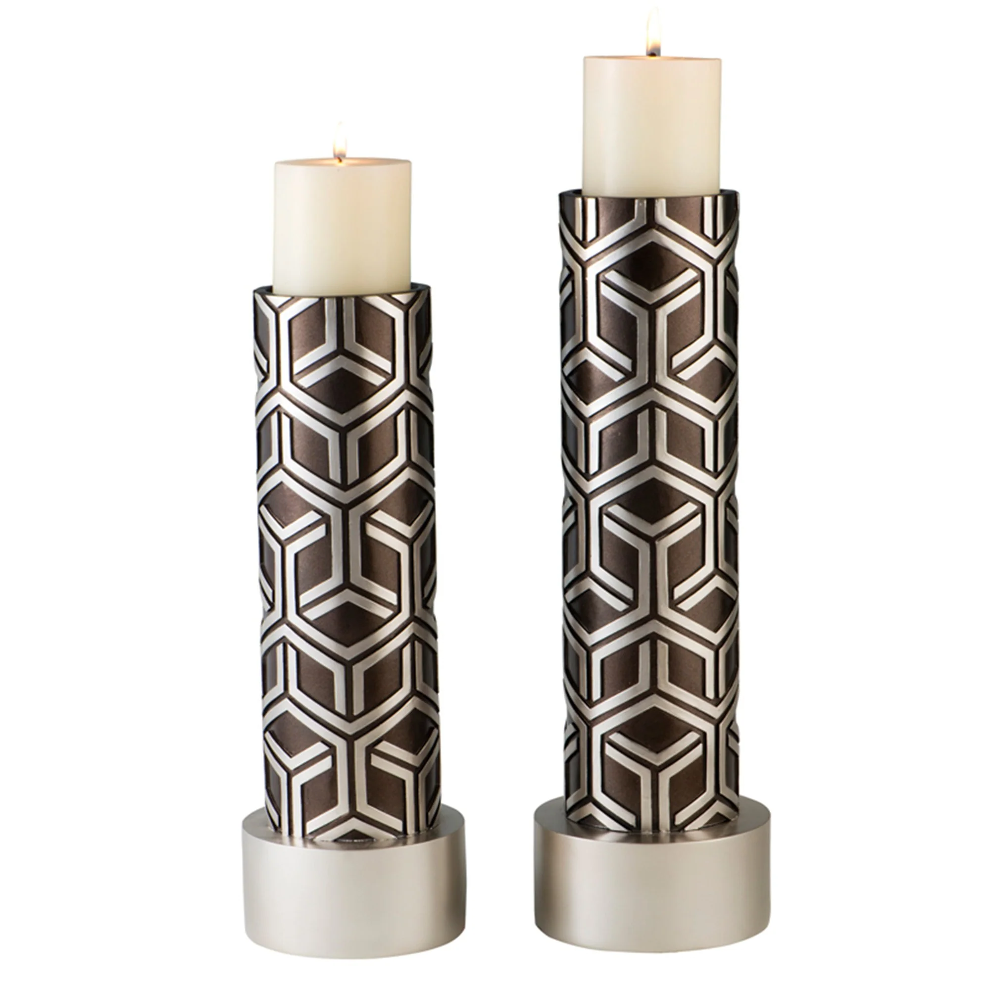 Set Of Two Gold Tabletop Pillar Candle Holders By Homeroots - Image 7